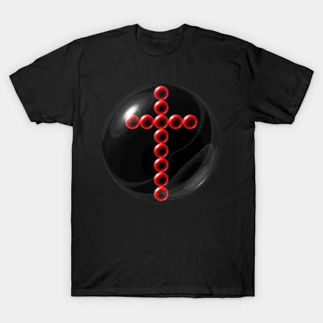 Red Cross in Glass Ball T-Shirt by The Black Panther
